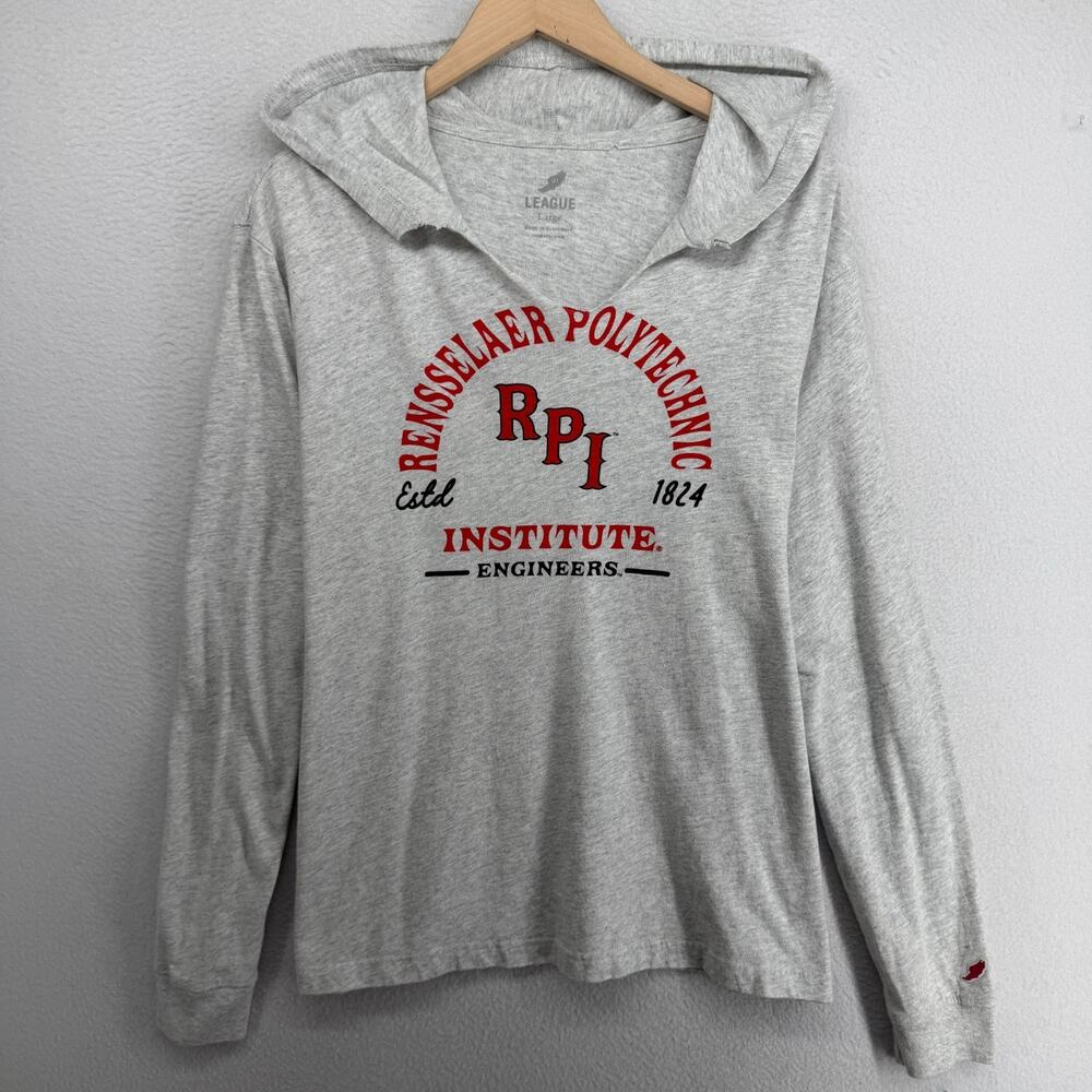 RENSSELAER POLYTECHNIC INSTITUTE Shirt Men L RPI Engineers NY Cutout Hoodie Gray